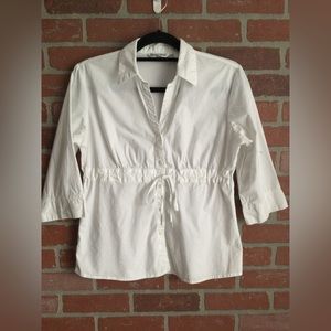 QUIZZ PETITE Stretch white button down shirt